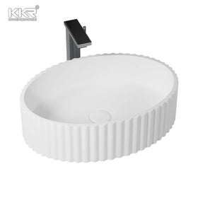 Modern Hotel Use Handmade Acrylic Solid Surface Counter Top Bathroom Sink Matt Black White Hand Wash Basin with 5 Year Warranty