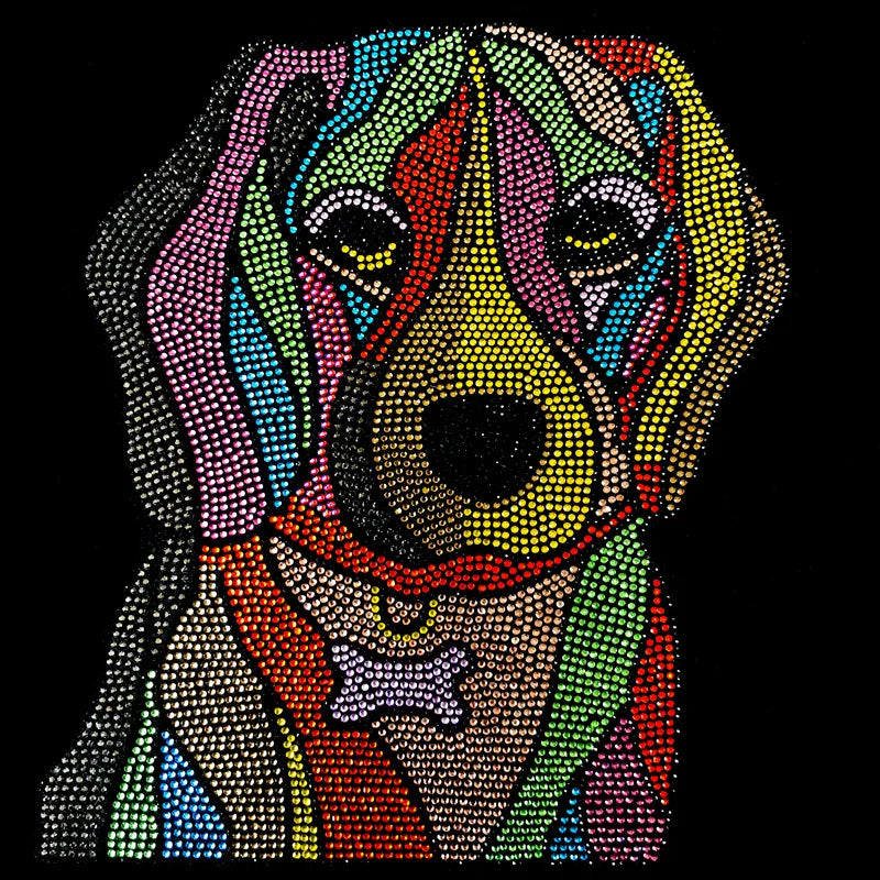 Personalized Custom Cute Animal Cat Dog Horse Tiger Hot Stamping Iron on Sticker Cartoon Printing Rhinestones Hot-fix Stickers