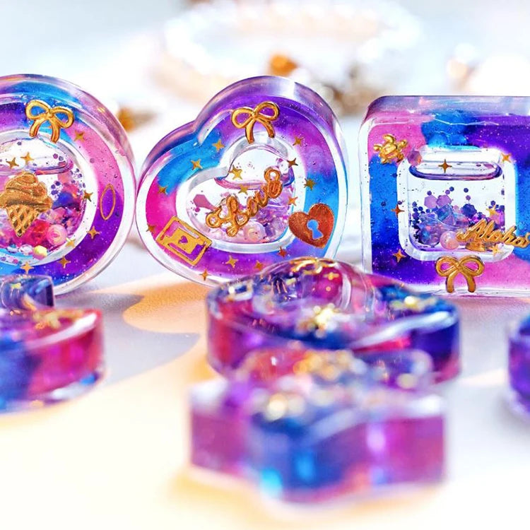 Early Riser South Korea Quicksand Shaker Resin DIY Jewelry Pendant Keychain Silicone Mould with PVC Files Cake Tools