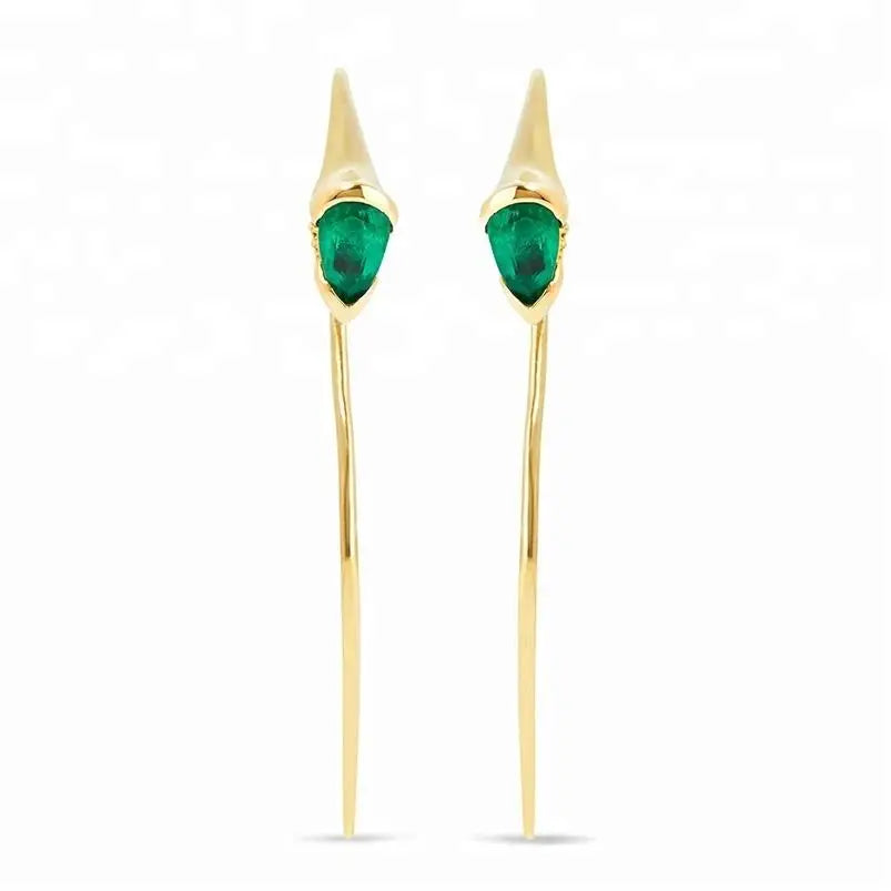 Latest Fashion Top Design Sterling Silver Stud Emerald Earrings Hook