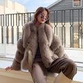 Jancoco New Arrival Winter Thick Warm Leather Fur Jacket Women Custom Real Fox Fur Coat