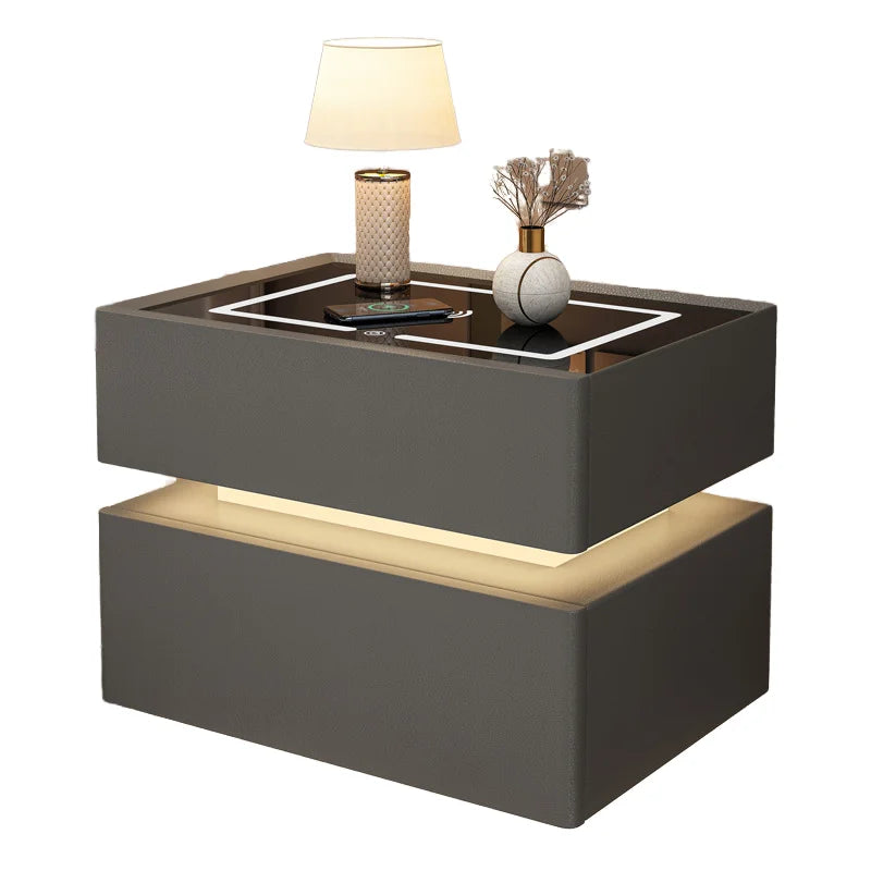 Modern Design Solid Wood Bedside Table Adjustable Double Drawers Foldable Cabinet for Home Hospital Dining Bedroom Nightstand