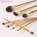 Gracedo Professional Gold 8-Piece Makeup Brush Set for Face & Concealer Use with Shaving Brush