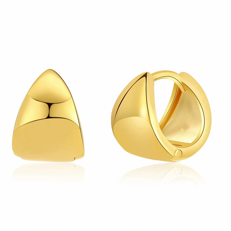 Fashion New Design 18k Gold Plated Chunky Hoop Earrings Round Shape Ear Cuff Earring for Woman and Girls