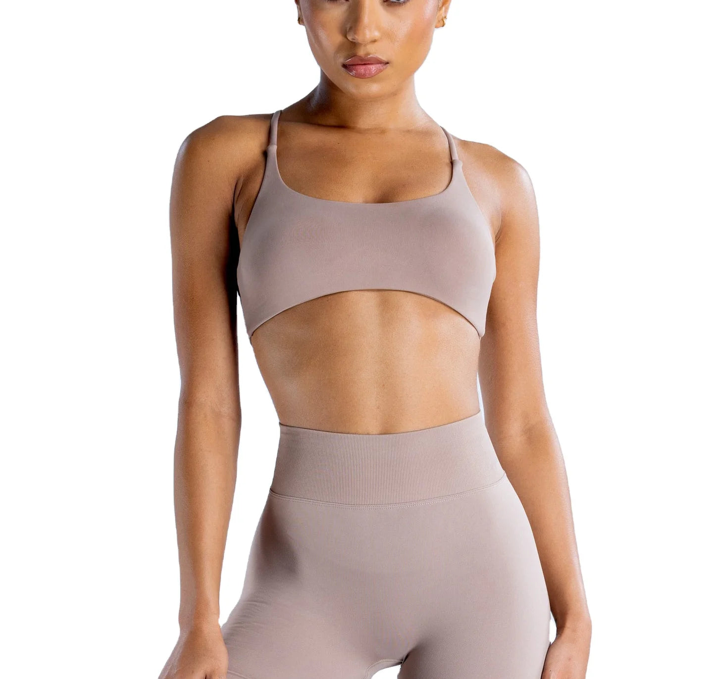 Pink Nylon/spandex Seamless Beautiful Back Fitness Yoga Backless Camisole Detachable Chest Pad