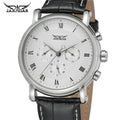 JARAGAR 6908 Branded Guangzhou Men Mechanical Watch Potty Leather Band Water Resist 24 Hour Date Display Automatic Hand Watch