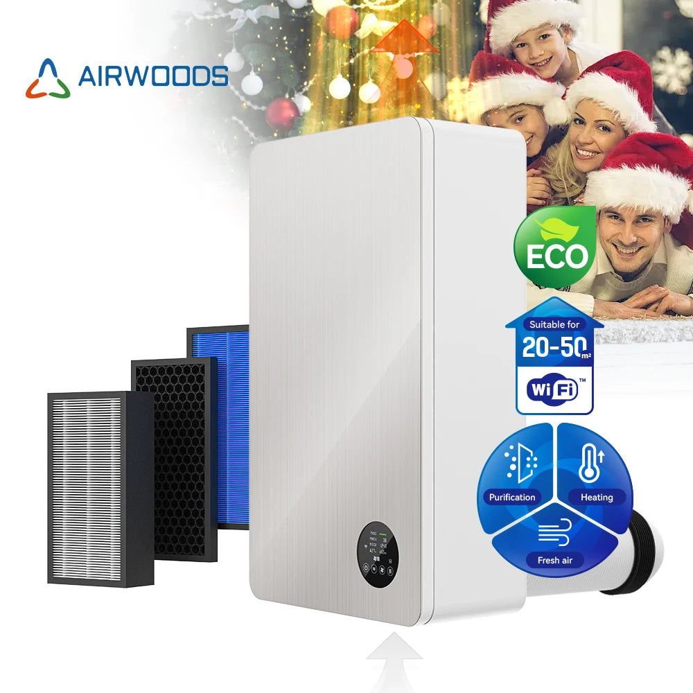 Air Exchanger Mechanical Commercial Energy Saving ERV Unit Wall-Mounted Enthalpy Heat Exchanger 92% Efficiency Single Room