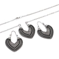 Black Color Heart Shape Carved Flower Dangle Earrings Women Vintage Fantasy Eardrop Indian Jewelry Traditional Jewelry