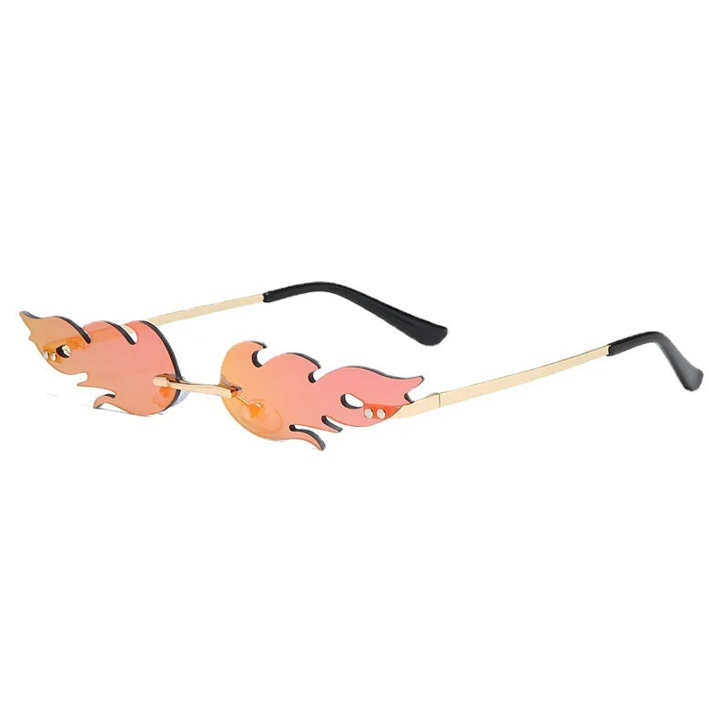 Personalized PC Flame Shades Sunglasses 2022 Rimless Colorful Women Metal Sun Glasses