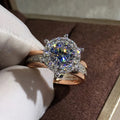 CAOSHI Engagement Cubic Shiny Big Round Anillos Woman Ring Six Claw Mosaic Wedding Diamond Silver Rose Gold Woman Rings Jewelry