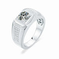 Sterling Silver Gold Plated Round 1Ct D Color VVS Moissanite Diamond Ring for Men