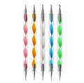 5pcs Nail Art Double Head Dotting Pen for Pick up Rhinestone Nail Brush Set