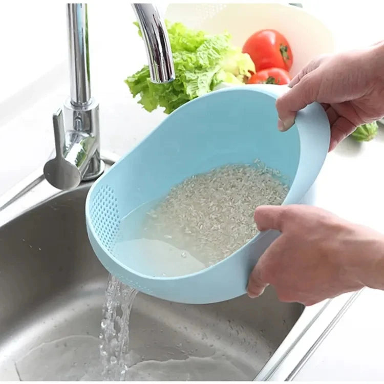 Factory Price 2 in 1 Plastic Rice Washer Strainer Colanders Bowl for Vegetable Bean Fruit Pasta