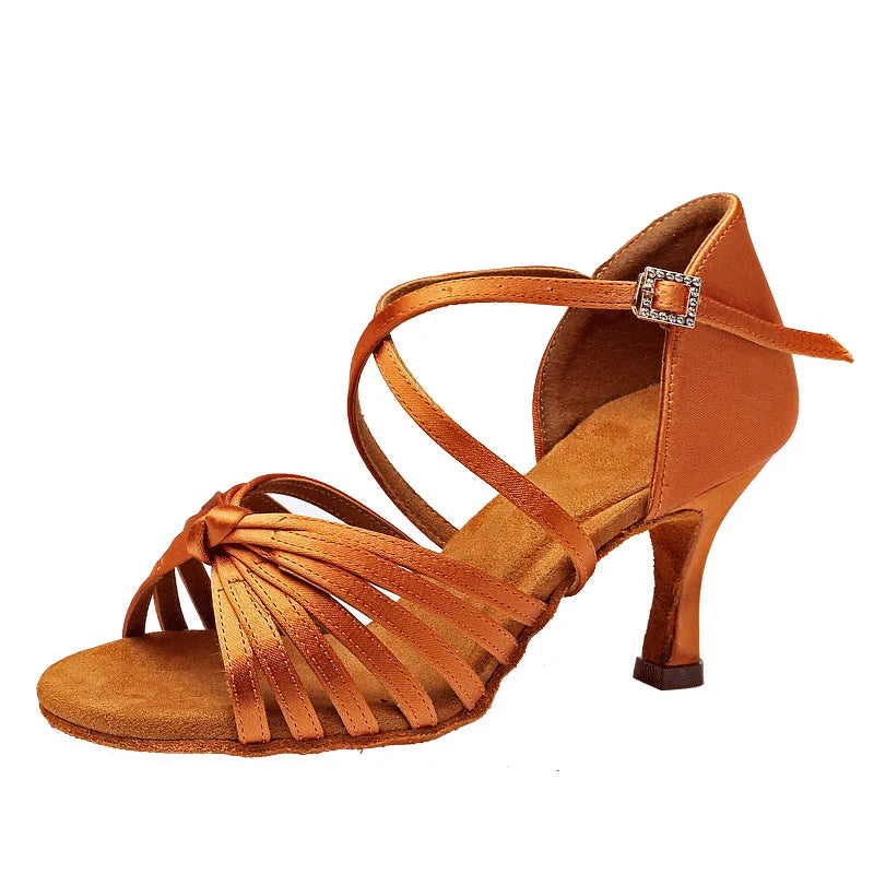 Brown Suede Sole Latin Dance Shoes Rumba Salsa Ballroom Jazz Dancing Shoes for Women