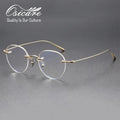 High End Optical Frameless Rim 3 Piece Old Fashioned Round Clear Eye Glasses Custom Designer Men Rimless Titanium Lunette Frames
