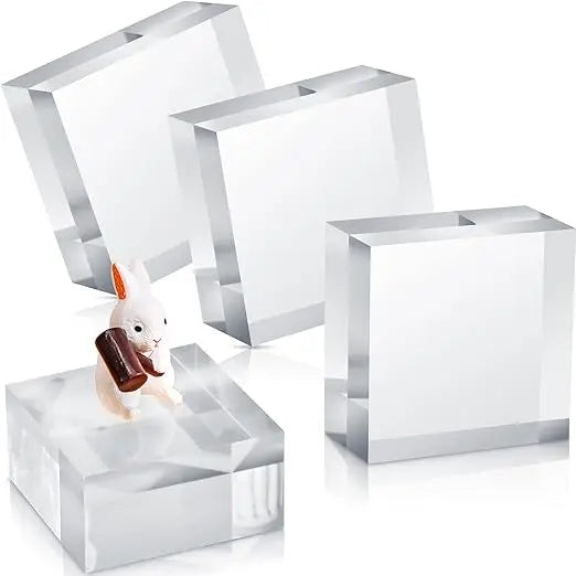 Acrylic Square Display Block 2 X 1 Inches Clear Polished Cube Jewelry Stand Ring Showcase Holder Base