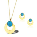 New  Fashion Stainless Steel 18K Gold Plated Western Turquoise Jewelry Sets