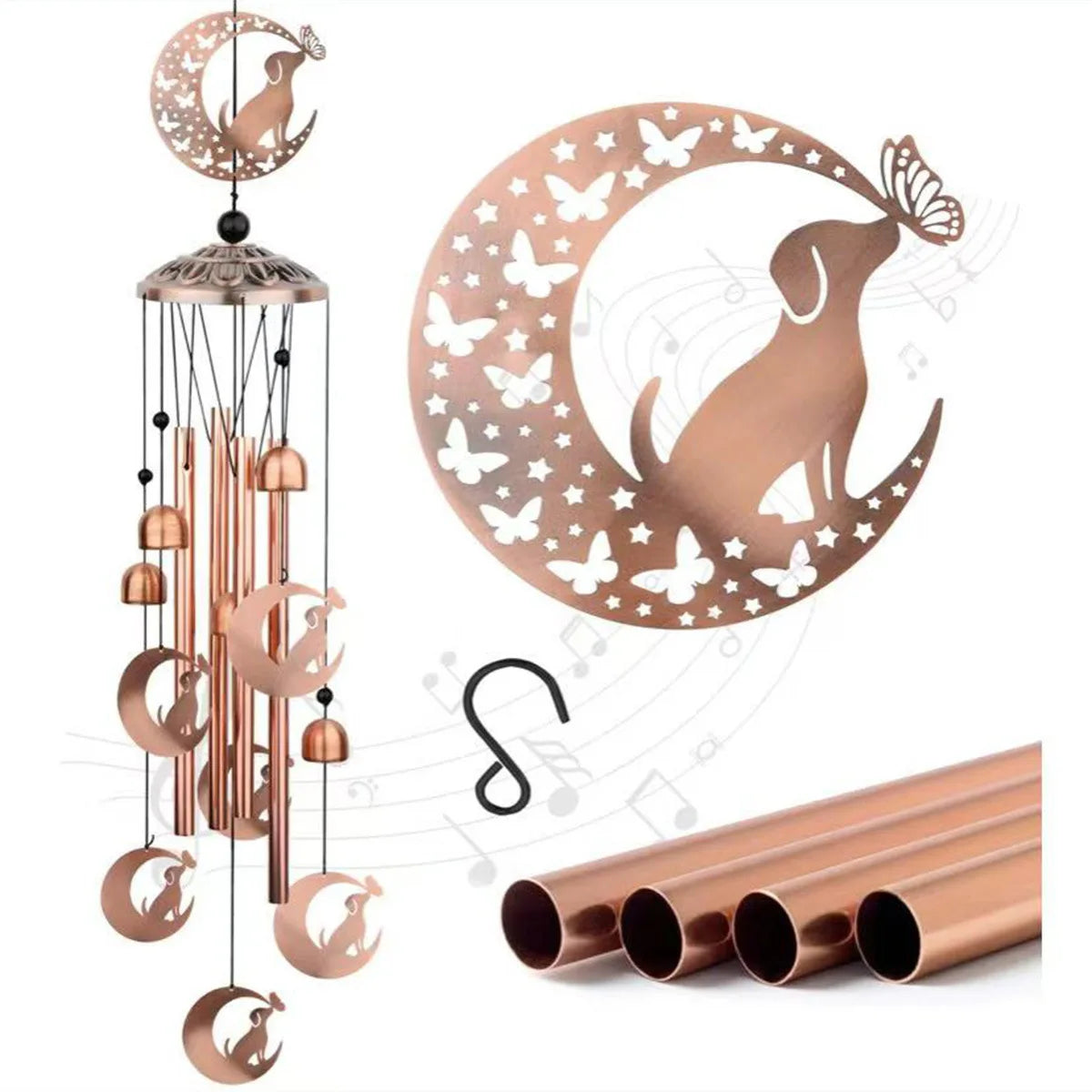 New Pet Memorial Metal Wind Chimes Gifts for Dogs Lovers Dog and Cat Wind Chimes for Outside Door Windchimes Memorial Gift