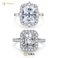 S925 Sterling Silver Radiant Cut 4 Carat Moissanite Halo Cluster Ring Fashionable Moissanite Ring