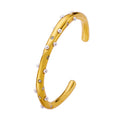 2026 Fashion Jewelry 18k Gold Pearl Zircon Stainless Steel Adjustable Opening Women's Bangle