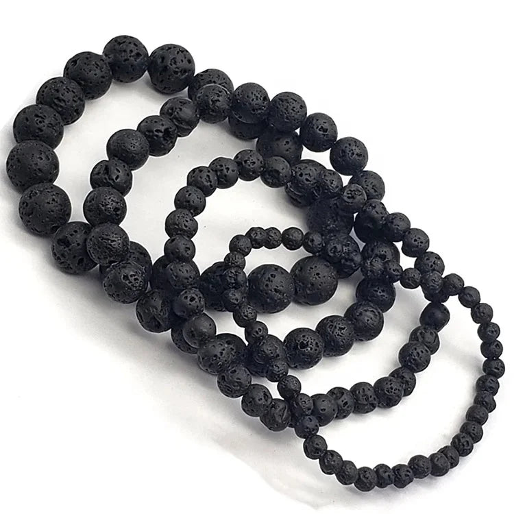 4MM 6MM 8MM 10MM Natural Lava Stone Bead Bracelet Men Diffuser Classic Distance Bracelet Fashion Jewelry Gift Male Accessories