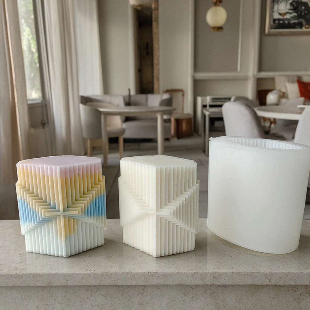 DIY Geometric Diamond Column Aromatherapy Candle Silicone Mold Stripe Column Candle Silicone Mold