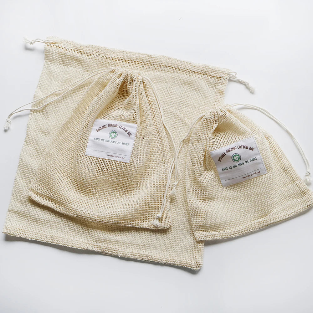 Large Organic Cotton Mesh Bag Eco-Friendly Reusable and Recyclable Drawstring Soap Net Washable and Durable