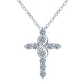 Christmas Christian Jewelry 925 Sterling Silver Rhodium/Platinum Plated Moissanite Cross Pendant with Link Chain for Women