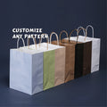 Custom Logo Printed Brown White Kraft Paper Packaging Top Handle Bag Reusable for Supermarket Use