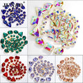 JUNAO 50pcs Silver Claw Rhinestone Four-point Stainless Steel Pointback Rhinestones With Setting Glass Rhinestones Mixed Shapes