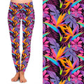 Tropical Leaf Floral Printed Women High Yoga Waist Buttery Soft 92% Polyester 8% Spandex Leggings for Women