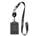 Soft Genuine Leather ID Card Case Heavy Duty Lanyard Retractable Badge Logical Leather ID Lanyard with Detachable