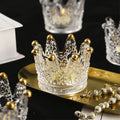 Luxury Crown Diamond Shape Handmade Modern Gold Transparent Glass Candle Holder for Home Decoration