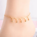 Women Fashion Trendy Gold Plated Dangling Beaded Anklets Stainless Steel Foot Jewelry