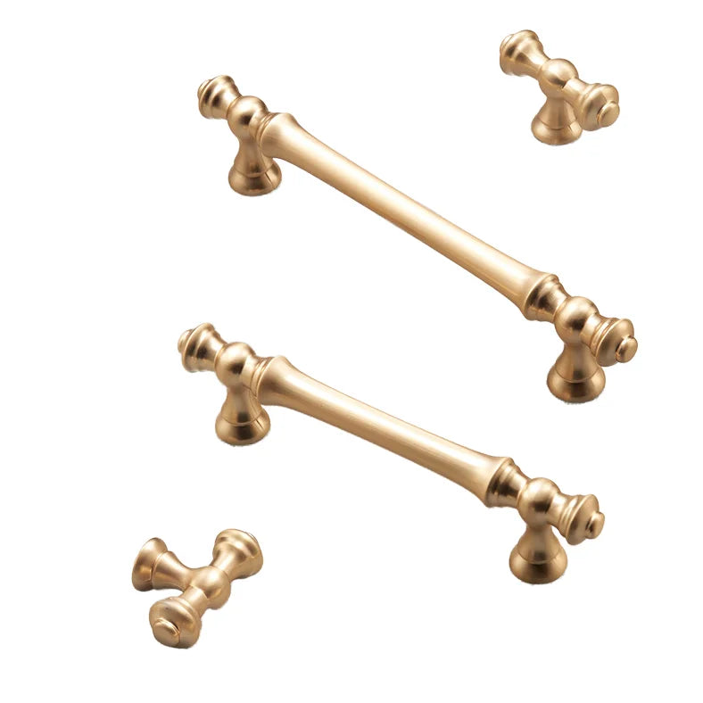 European Design Champagne Bronze Zinc Cabinet Pulls 3-Hole Center Kitchen & Bathroom Drawer Hardware Dresser Handles
