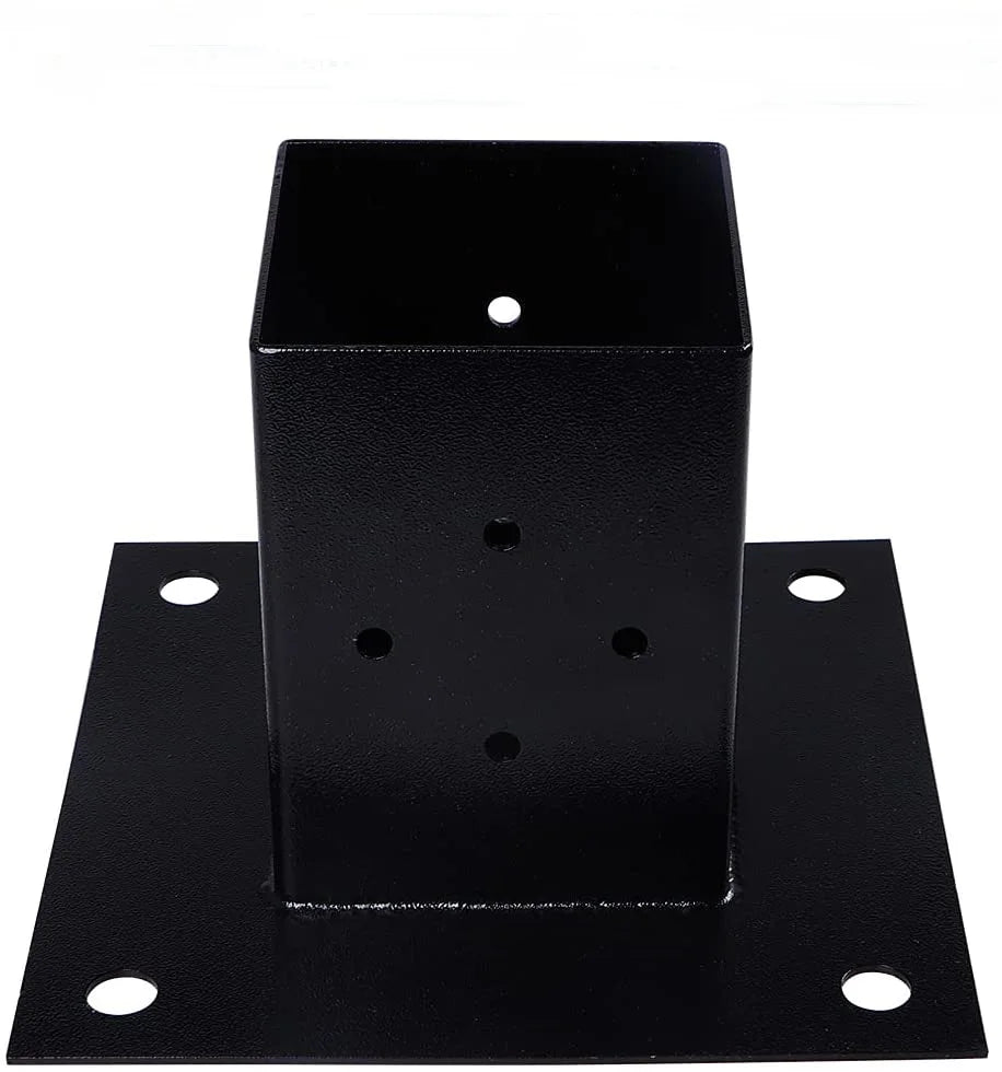 4"x4" Mailbox Surface Mount Base Plate Black Powder-Coated Zinc Plated Hot Dip Galvanized Q235 Steel Wood Fence Post Anchor