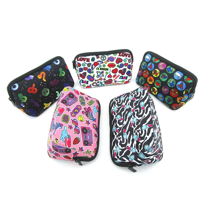 Custom Design Wholesale Neoprene Sublimation Toiletry Cosmetic Bags & Cases Make up Bag with Zipper