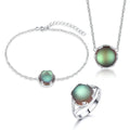 China Wholesale Silver 925 Female Fine Jewelry Aurora Crystal Personality Elegant Necklace Ring Bracelet Ladies Jewelry Set