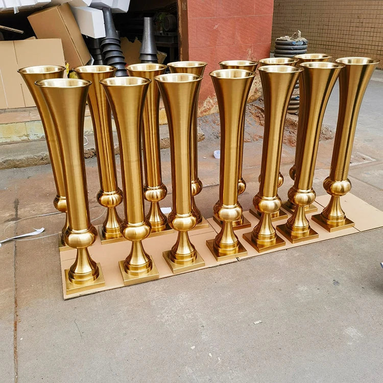 Hot Sale Large Wedding Metal Flower Vase Centerpieces Table Decorations Tall Gold Metal Vase