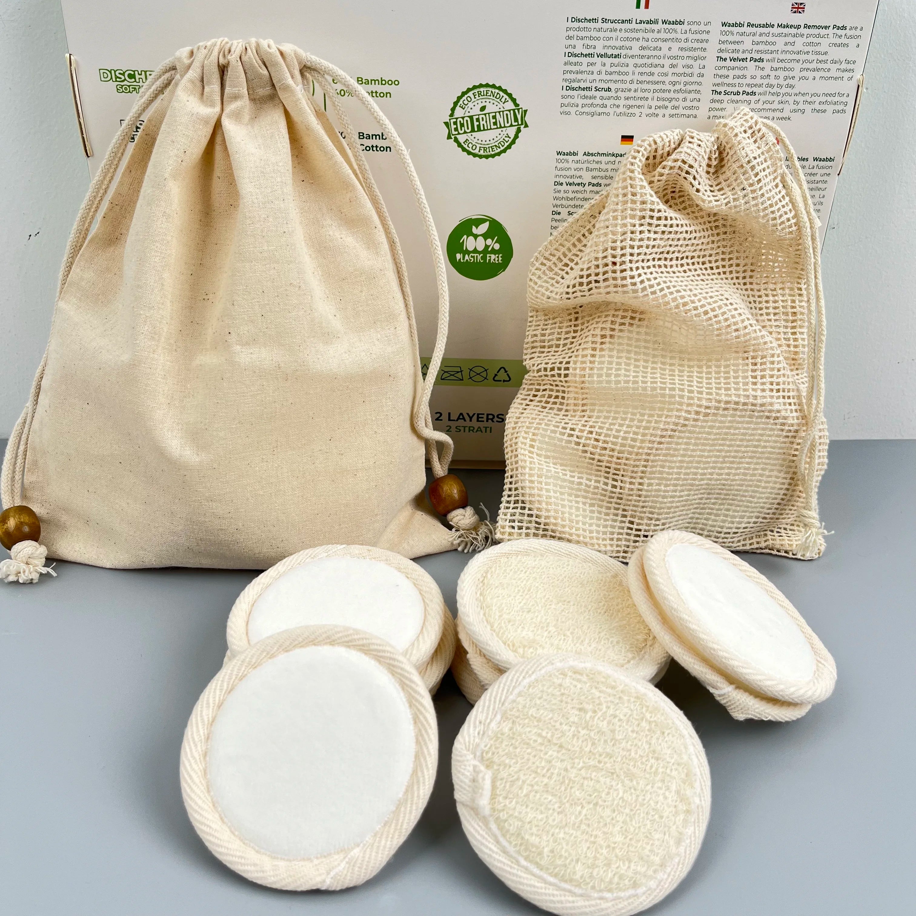 Wholesale 100% Bamboo Cotton Reusable Make up Remover Pads Deep Cleansing Facial Makeup Remover Cotton Pads