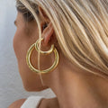 Dropshipping New Arrived 18K Gold Plated Stainless Steel Hypoallergenic Earring  Big C Shape Hoop Earrings Dainty Jewelry