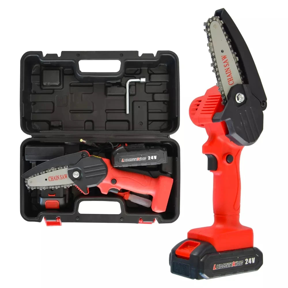 24V Pruner Saw 4 Rechargeable Mini Electric Chainsaw 4inch Cordless Battery Chainsaw