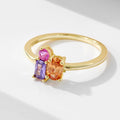 Manufacturer Wholesale 925 Sterling Silver Ring Gold Plated Jewelry Geometric Rectangular Oval Colored Zircon Gemstone Rings