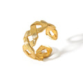 Plated Braided Chain Cross Open Finger Rings Gold Fashionable Stainless Steel Simple for Women Trendy Opp Bag Geometric HF-J1343