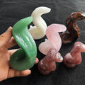 Wholesale Natural Hand Carved Art Sculpture Obsidian Snake Carved Crystal Animals Healing Stones for Crystal Decoration