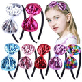Kids Children Party Festival Sequin Big Bow Shape Metallic Effect Accessories Satin Cover Plastic Hair Band Head Wear
