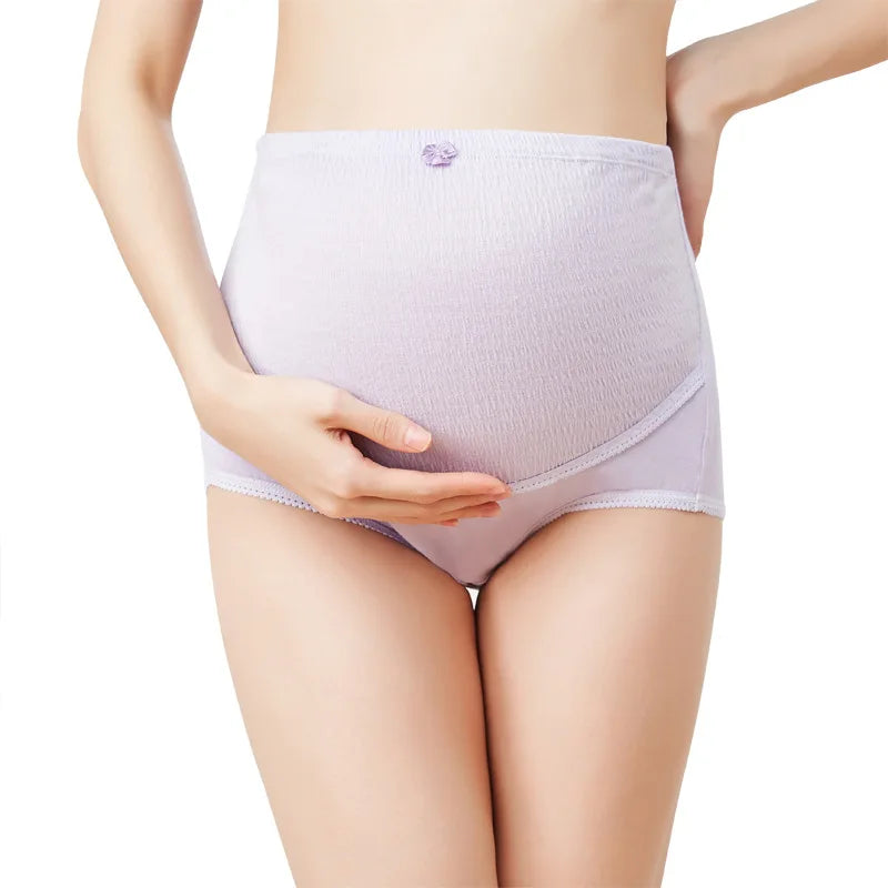 822 Wholesale of Maternity High-Waisted Adjustable Bark Pleated Belly Support Cotton Maternity Style Underwear