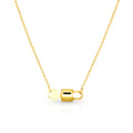 Chris April Trendy Design PVD Gold Plated 316L Stainless Steel Simple Cute Lock & Key Pendant Necklace
