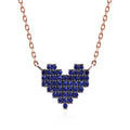 Simple Design Fashion 925 Sterling Silver Necklaces Blue Crystal Stone Heart Shape Boho Necklace for Women