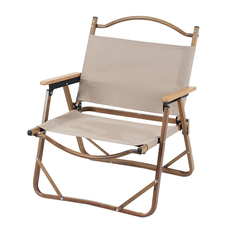 CooSport Fitness Outdoor Aluminum Alloy Solid Wood Grain Oxford Cloth Dining School Camping Armrest Folding Chair